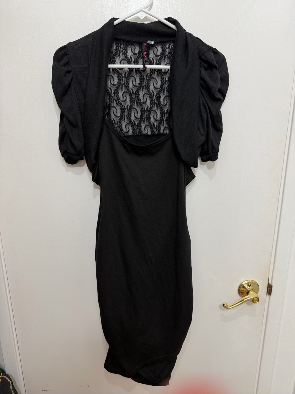 VENUS Black Lace-Back Midi Dress with Bolero Shrug